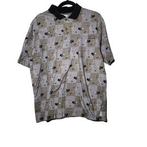 Vintage Penguin Sport Men's Printed Short Sleeve Collared Golf Shirt Size Large